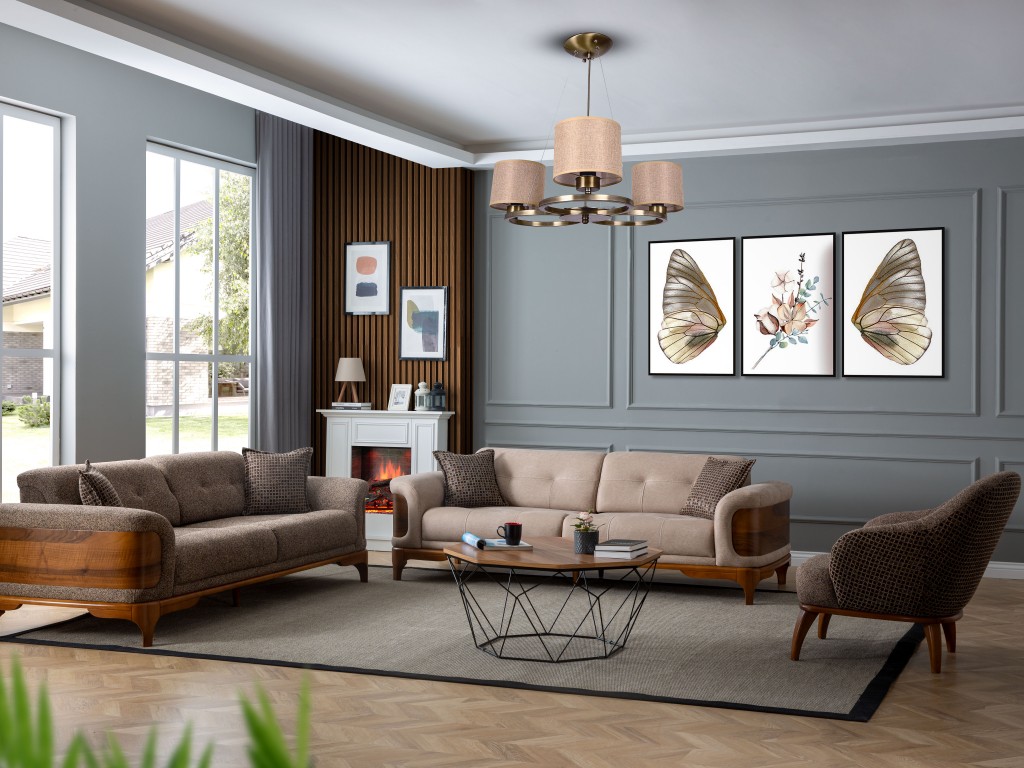 Wood Ahşap Ayaklı Koltuk Takımı