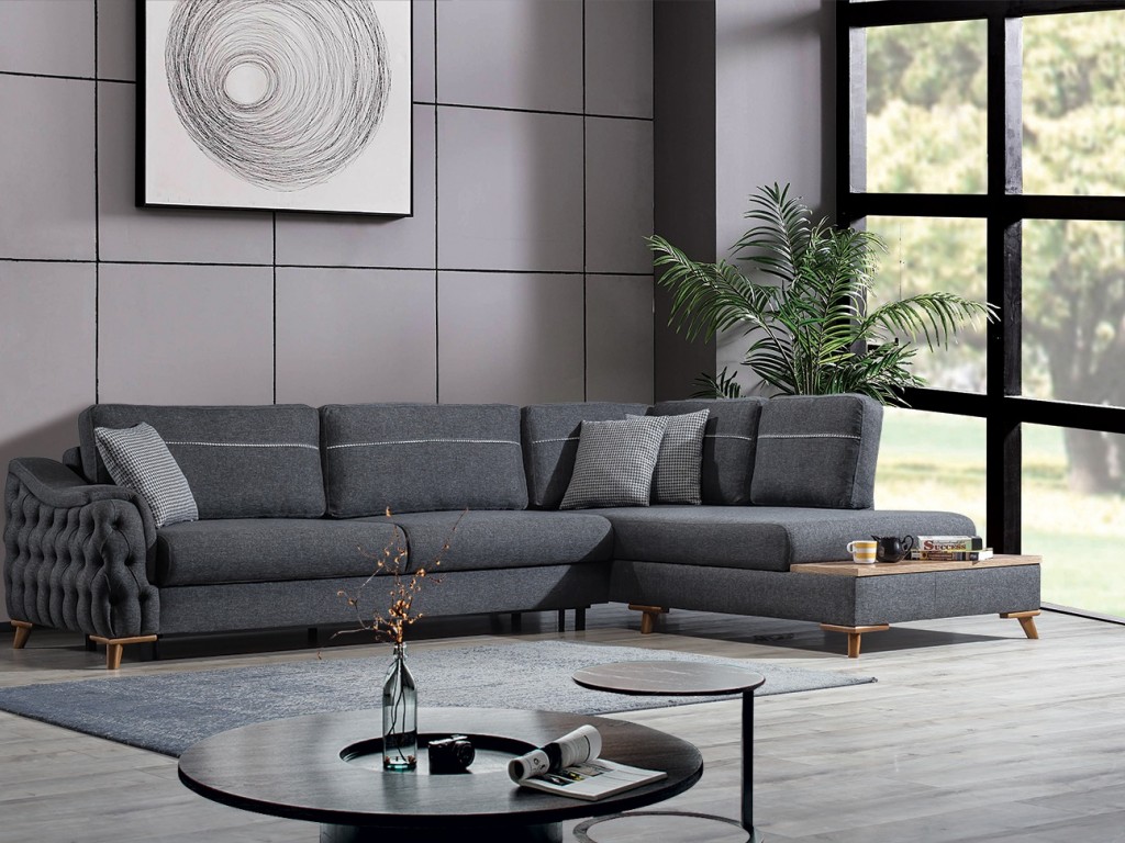 Onurdesign Arya Köşe Koltuk Sandıklı Bazalı Çekyatlı Köşe Koltuk Takımı