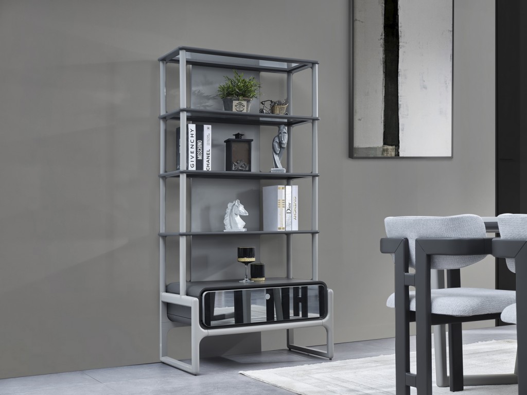 Elit Gri Lake Boyalı Kitaplık
