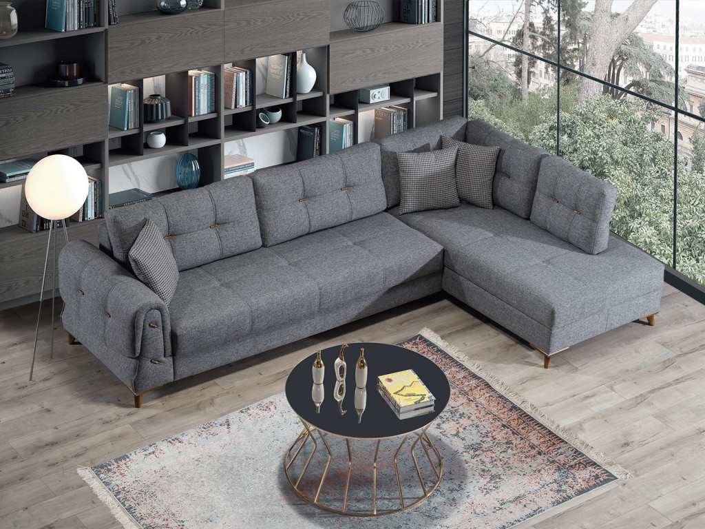 Onurdesign Mira Köşe Koltuk Sandıklı Bazalı Çekyatlı Köşe Koltuk Takımı