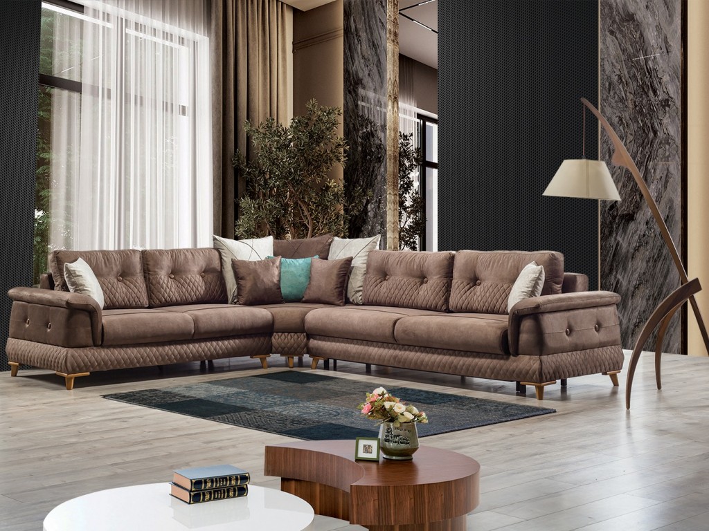 Onurdesign Royal Köşe Koltuk Sandıklı Bazalı Çekyatlı Köşe Koltuk Takımı