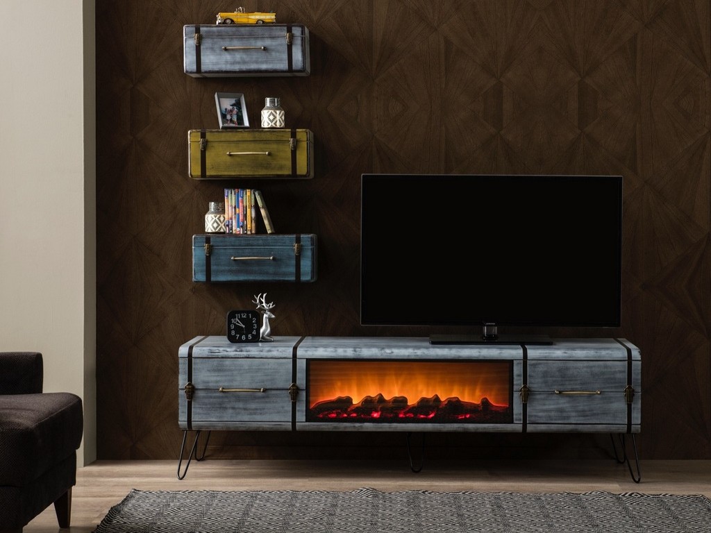 Eskitme boyalı wood tv ünite