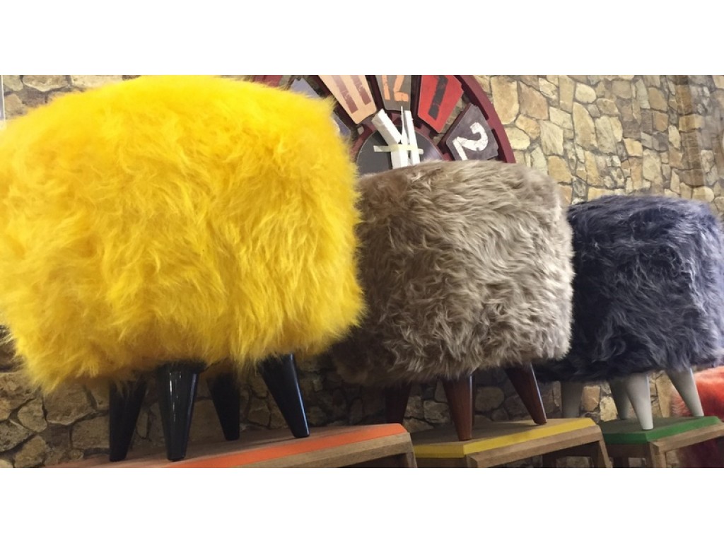 Peluş Puf konforlu Beyaz-Sarı-Pembe-Mavi-Rangarenk  Puflar