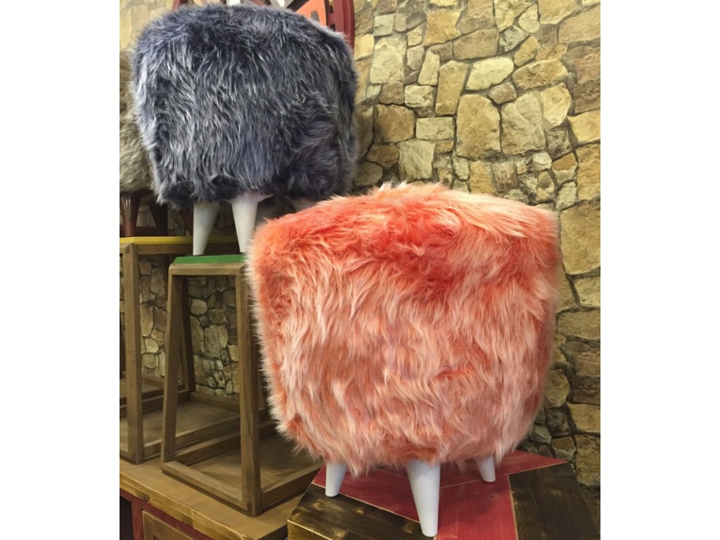 Peluş Puf konforlu Beyaz-Sarı-Pembe-Mavi-Rangarenk  Puflar
