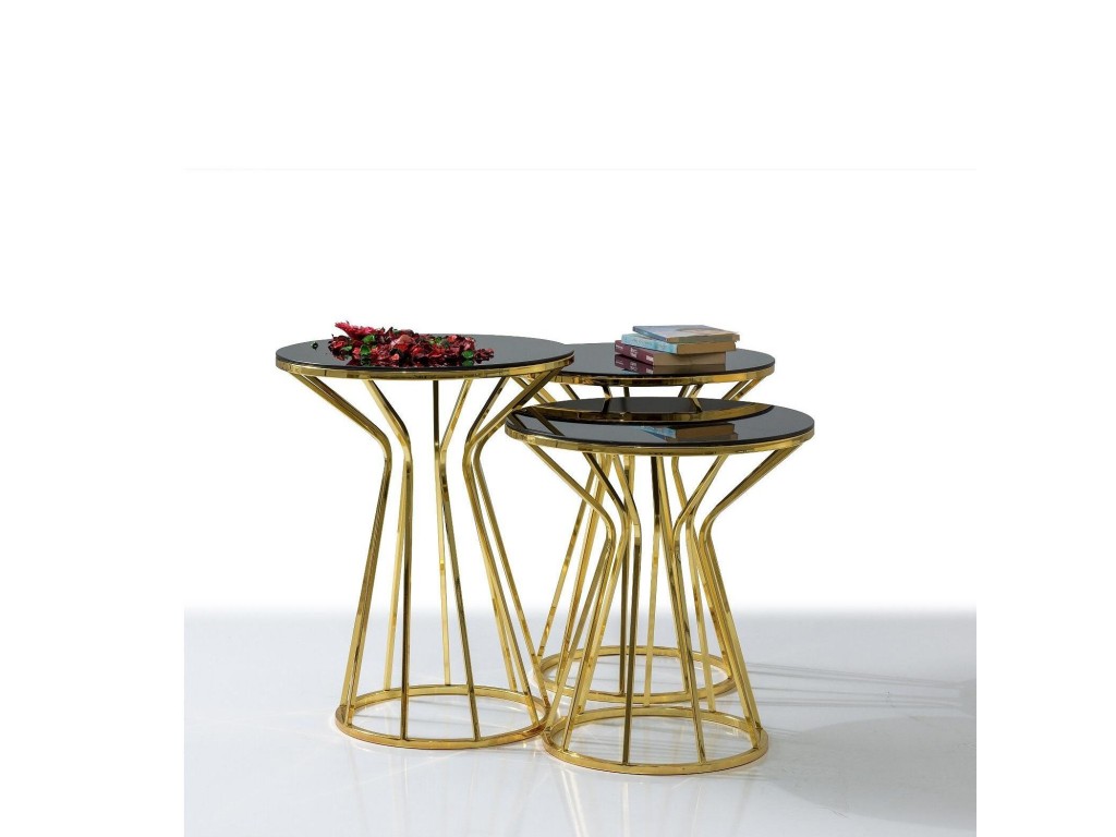 Gold Kaplama Metal Zigon Sehpa