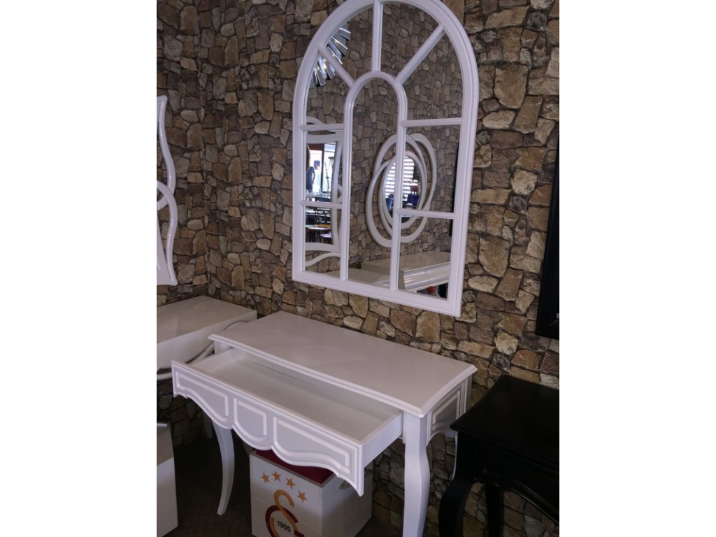 Onurdesign Siyah Beyaz Lake Boyalı Self Dresuar Aynalı Tam Takım
