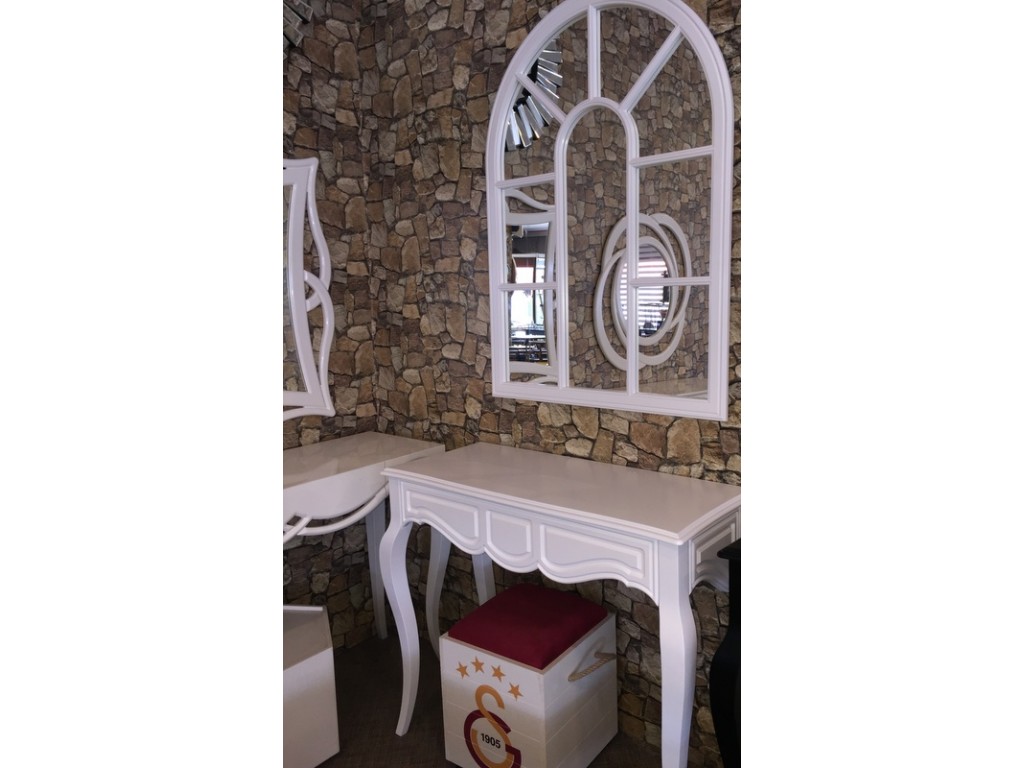 Onurdesign Siyah Beyaz Lake Boyalı Self Dresuar Aynalı Tam Takım