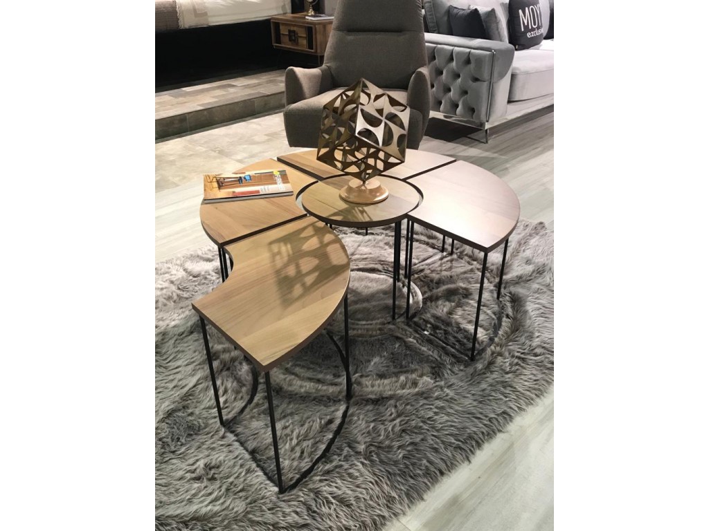 Onurdesign Lucca Mdf Ceviz Kaplama Orta Sehpa 4+1
