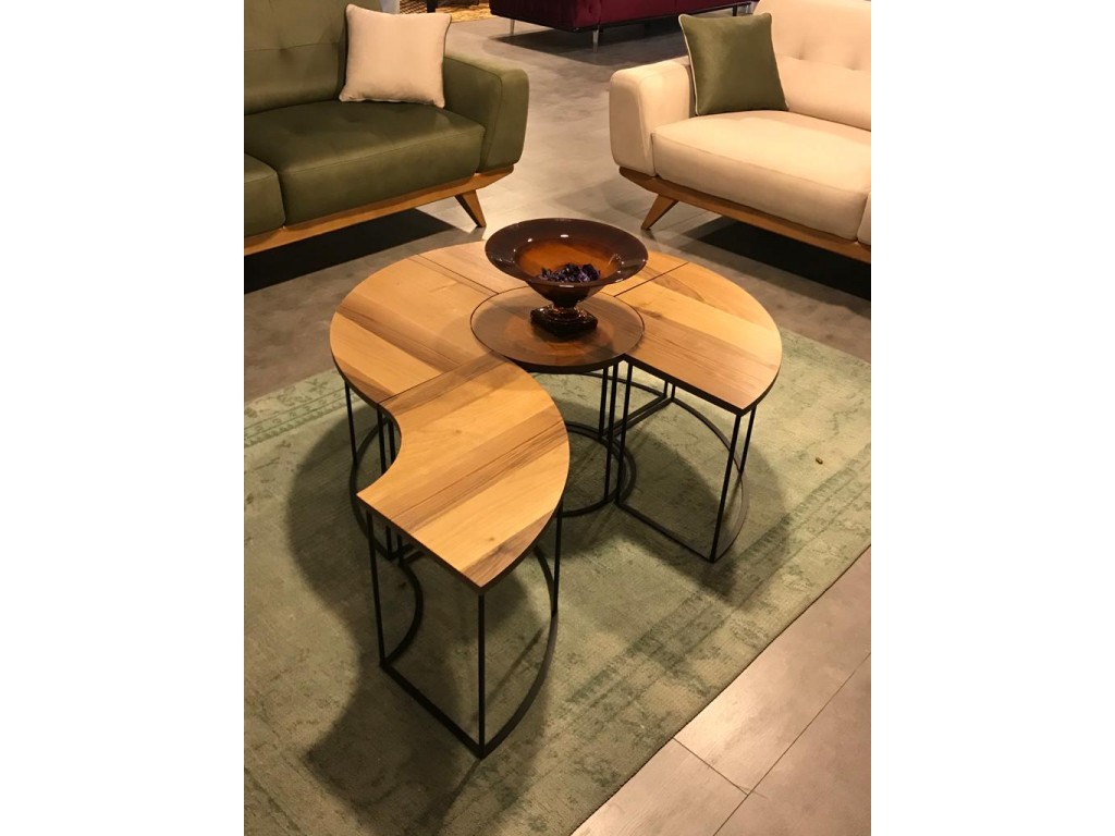 Onurdesign Lucca Mdf Ceviz Kaplama Orta Sehpa 4+1