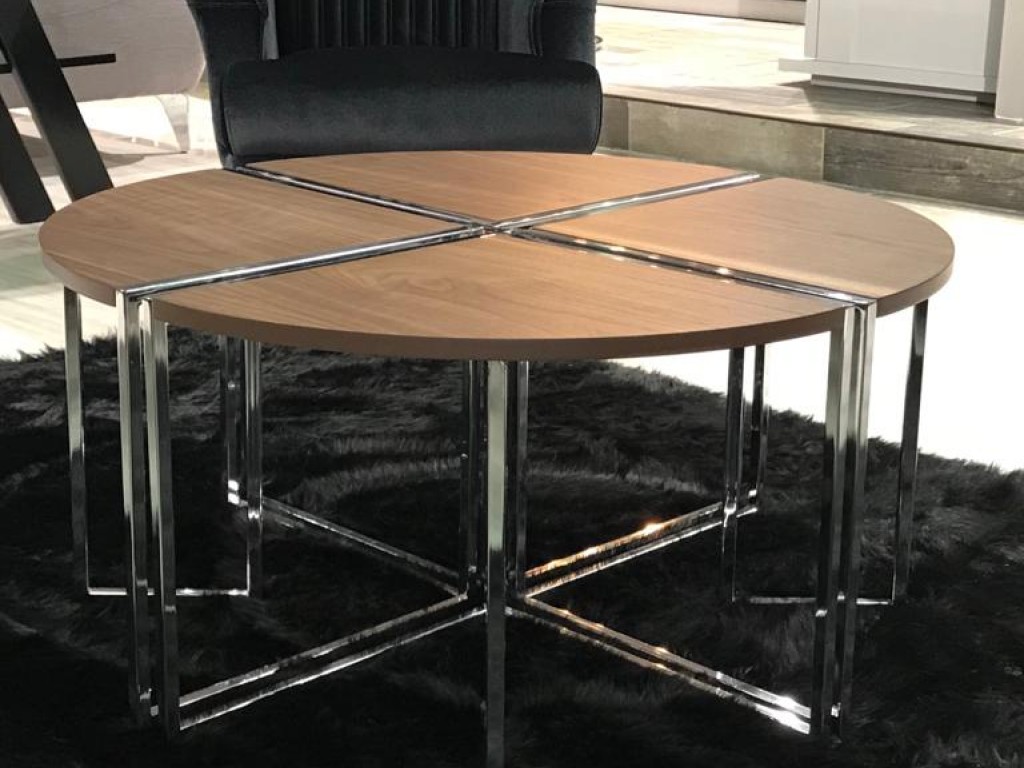 Onurdesign Sossa Metal Orta Sehpa Crom Kaplama Üst Ceviz Mdf 4 Parça