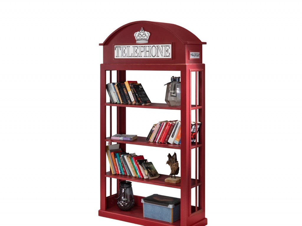 Onurdesign Telephone Kitaplık Ahşap Kırmızı Kitaplık